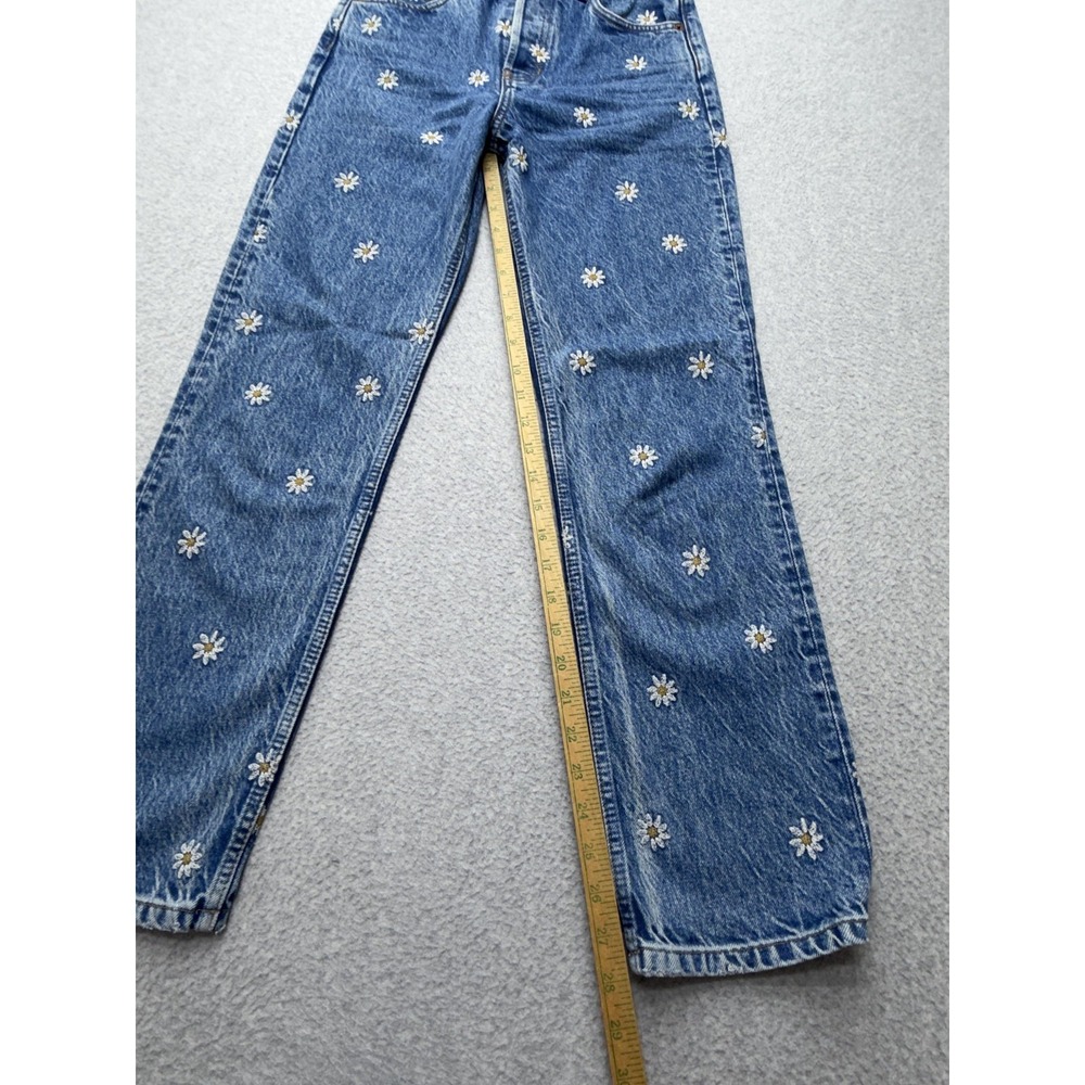 Reformation Cynthia Chamomile High Rise Straight Jeans Womens 26 Blue Floral - Picture 7 of 16